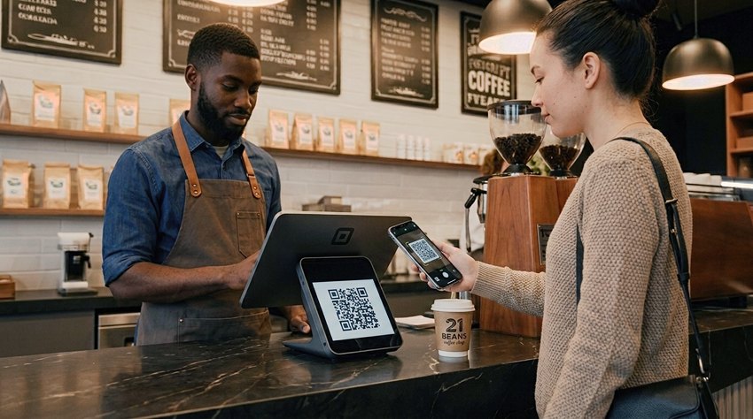 Paying with Envoy at a coffee shop